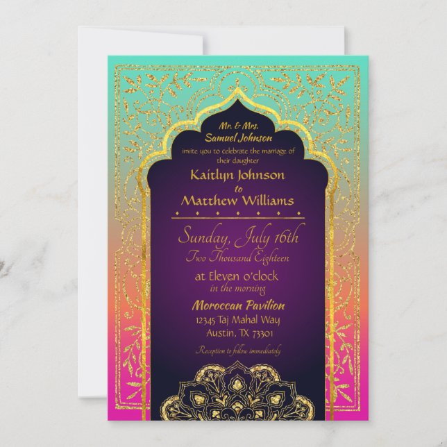 Bollywood Arabian Nights Wedding Invitation (Front)