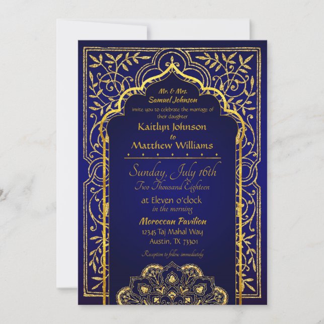 Bollywood Arabian Nights Wedding Invitation (Front)