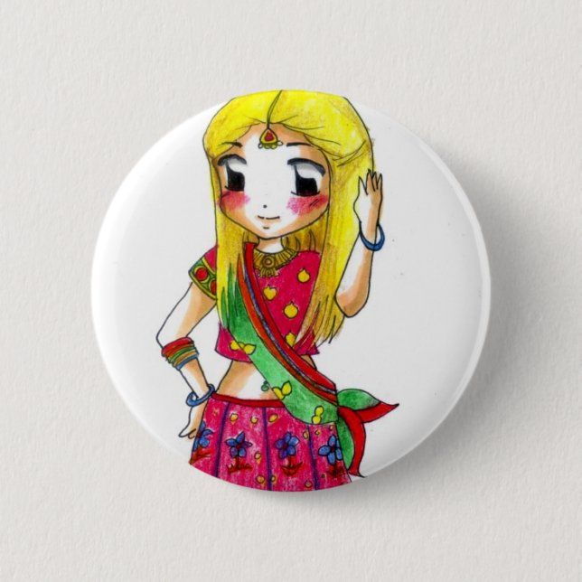 Bollywood - Jessica 2 Inch Round Button (Front)
