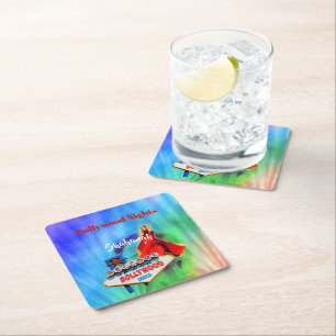 Bollywood Theme Indian Colourful  Square Paper Coaster