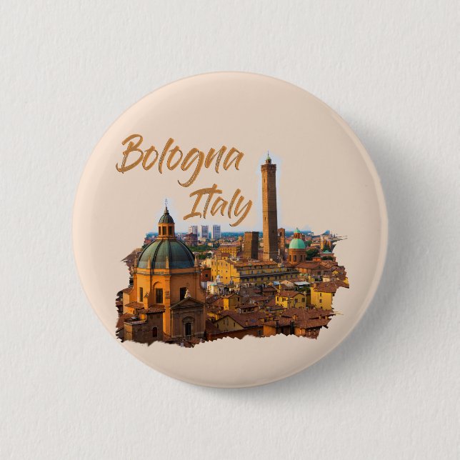 Bologna Italy: Historical Centre 2 Inch Round Button (Front)