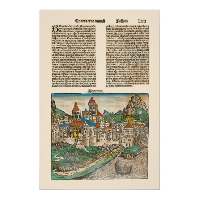 Bologna Italy Nuremberg Chronicle Medieval Book Poster (Front)