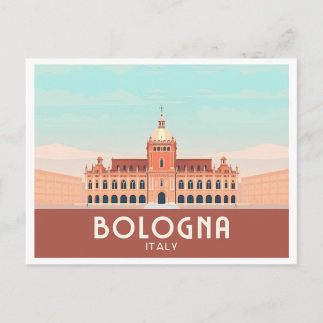 Bologna Italy Pastel Travel Postcard (Front)