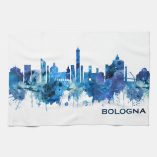 Bologna Italy Skyline Blue Kitchen Towel