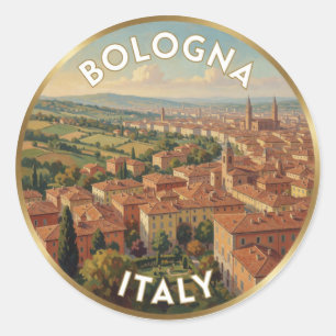 Bologna Terracotta Hills Italy Travel Scene  Classic Round Sticker