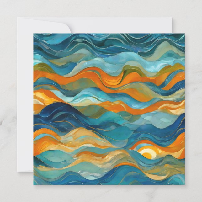 "Bolonia" Blue Green Orange Waves (Front)