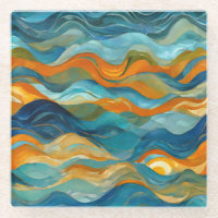 "Bolonia" Blue Green Orange Waves