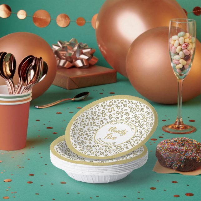 Bols En Carton 95e anniversaire Random Number Motif Gold/White (Multi)