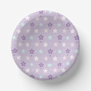 Bols En Carton Adorable Plaque Papier Pastel violet étoile multic