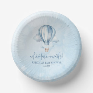 Bols En Carton Adventure Attend ! Baby shower Blue Hot Air Balloo
