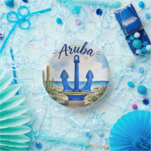 Ancre de drapeau d'Aruba île des Caraïbes voyage s