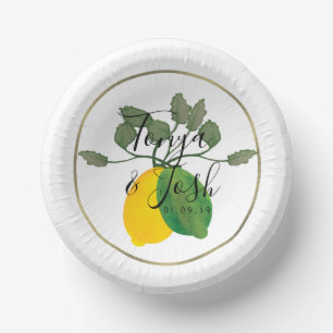 Bols En Carton Aquarelle Citron Lime Limoncillo Faux Mariage or