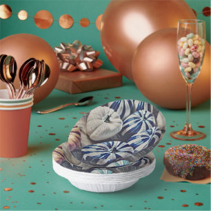 Bols En Carton Aquarelle d'automne Design Citrouille bleu et blan