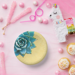 Bols En Carton Aquarelle Succulente Dentelle jaune