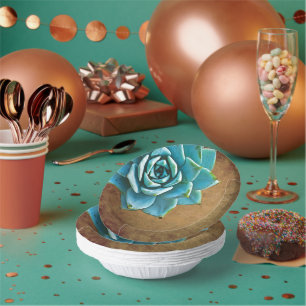 Bols En Carton Aquarelle Succulente Rustique Brown