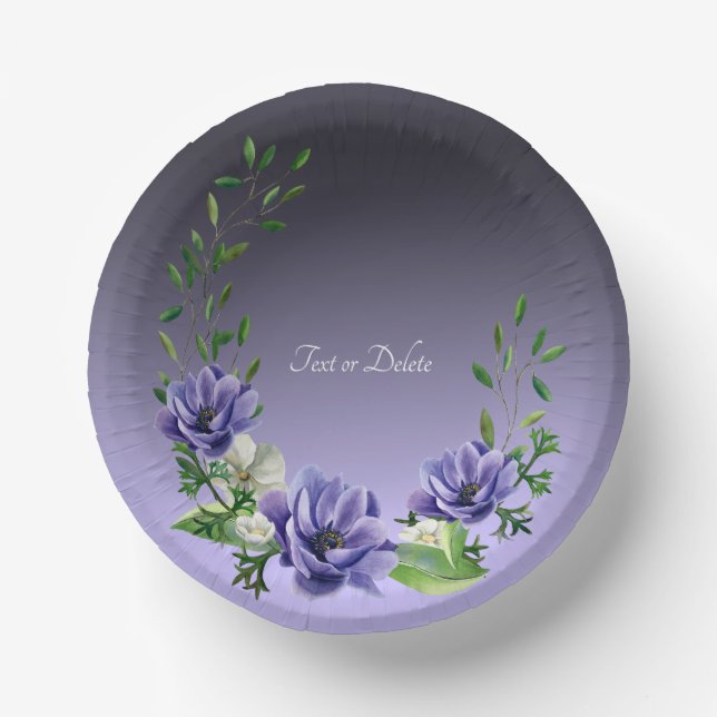 Bols En Carton Aquarelle violet Fleurs Papier Bowls (Recto)