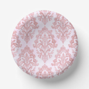 Bols En Carton Assez en rose motif damassé victorien à l'aquarell