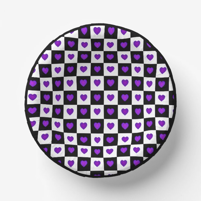 Bols En Carton B&W Purple Hearts Beating (Recto)