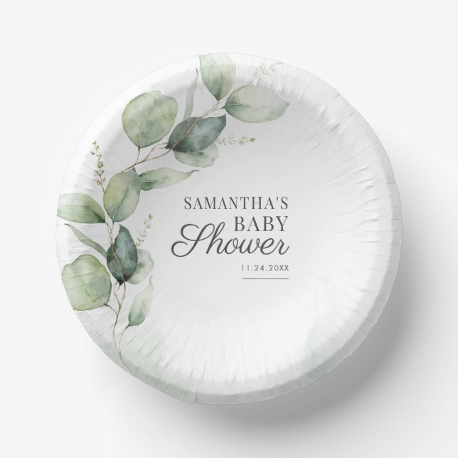 Bols En Carton Baby shower de verdure botanique d'Eucalyptus (Recto)