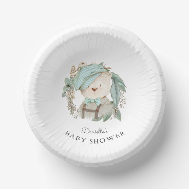 Bols En Carton Baby shower d'ours en peluche pour garçon (Recto)
