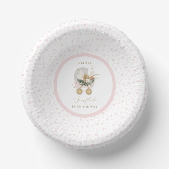 Bols En Carton Baby shower rose Little Snowflake (Recto)