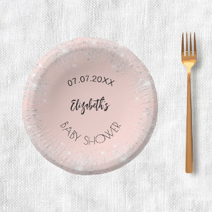 Bols En Carton Baby shower rose or argent parties scintillant nom