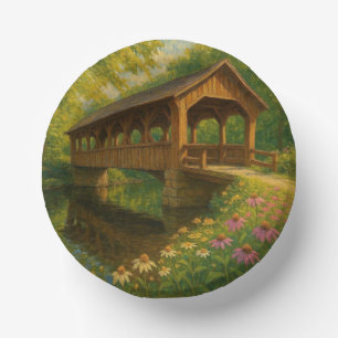 Bols En Carton Beau pont couvert d'été art