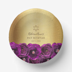 Bols En Carton Belle Bat Mitzvah Rose Florale Magenta Rose Gold