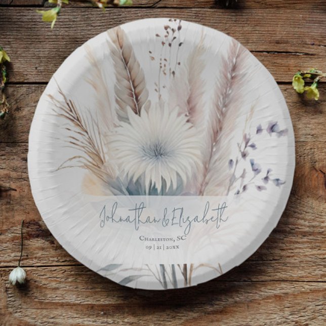 Bols En Carton Boho d'hiver Mariage Floral | BLANCHE (White Winter Boho Floral Wedding Paper Bowls)