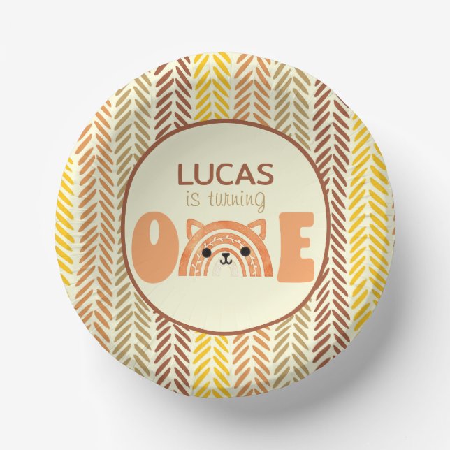 Bols En Carton Boho Rainbow Woodland Fox Premier anniversaire (Recto)