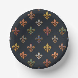 Bols En Carton Bois de Terre Sombre Motif Fleur-de-lis