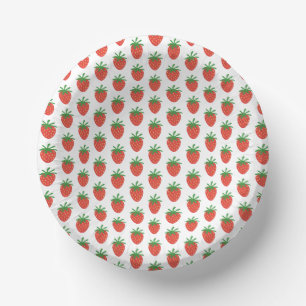 Bols En Carton Bol de fête en papier à motif de fraises rouges mi