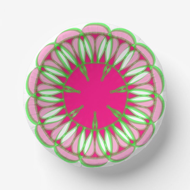 Bols En Carton bol de papier rose vif et vert (Recto)