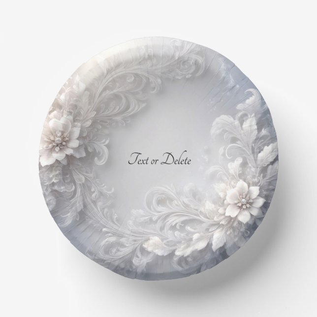 Bols En Carton Bol en papier floral blanc (Recto)