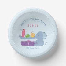 Bol en papier pour anniversaire Éléphant au long n