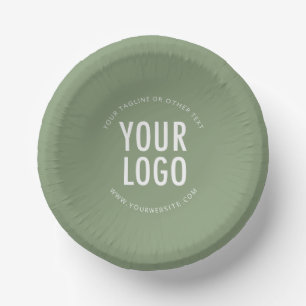 Bols En Carton Bol en papier vert sauge avec logo d'entreprise im