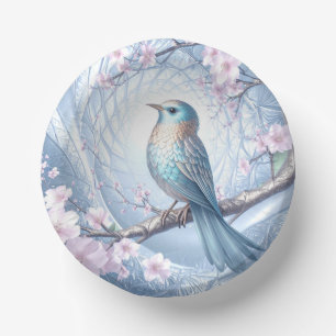 Bols En Carton Bol floral à oiseau bleu en papier