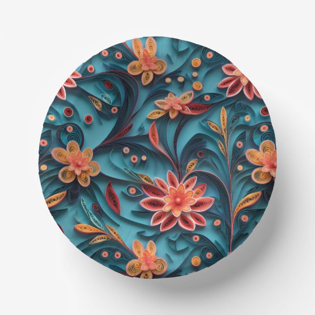 Bols En Carton Bol motif en papier floral (Recto)