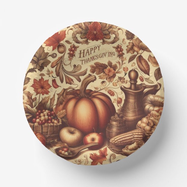 Bols En Carton Bon thanksgiving vintage/classique (Recto)