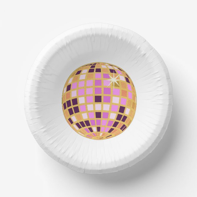 Bols En Carton Boule Disco Moderne Gold Purple Rétro (Recto)