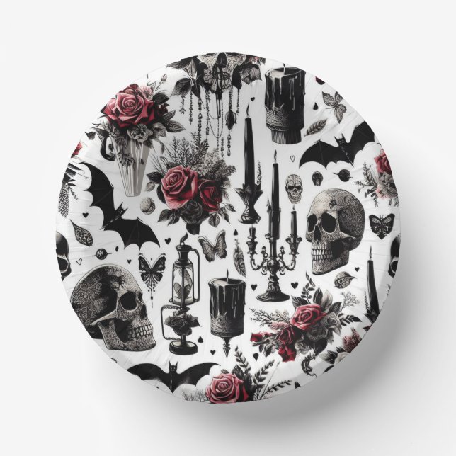 Bols En Carton Boules de papier floral gothique - Halloween, Mari (Recto)
