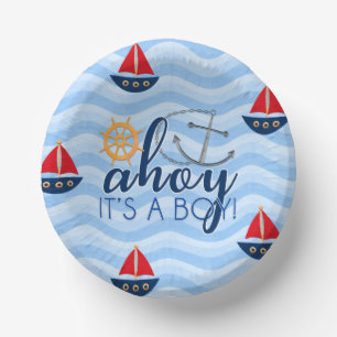 Bols En Carton Boys Nautical Ancre Baby shower de bateau plaque d