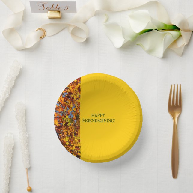 Bols En Carton Bright Gold Feuilles Thanksgiving Friendsgiving (Mariage)