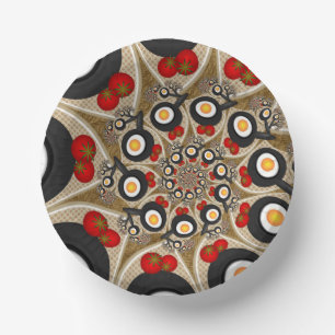 Bols En Carton Brunch Fractal Art Drôle Nourriture, Tomates, Oeuf