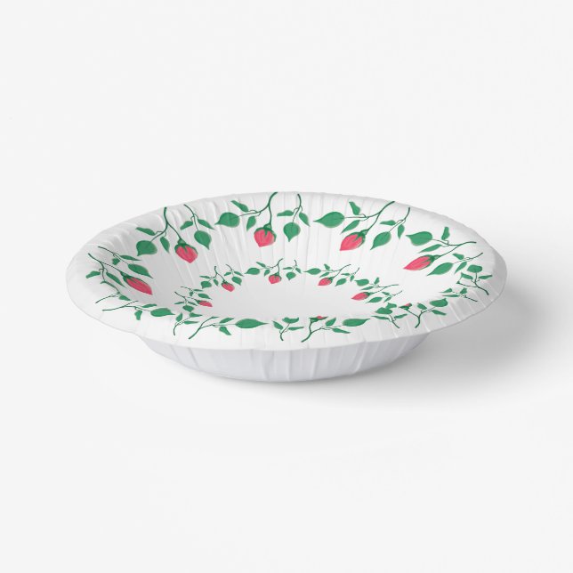 Bols En Carton Cadre rond fleuri avec fleurs roses (Angulaire)