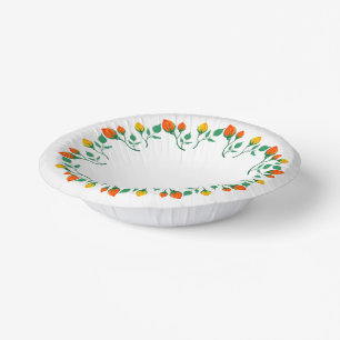 Bols En Carton Cadre rond floral avec fleurs de rose jaune et rou