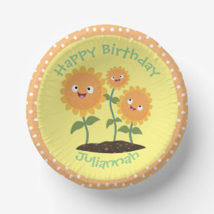 Bols En Carton Caricature joli tournesol souriant illustration