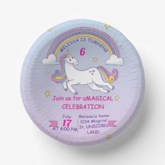 Bols En Carton Carte Unicorn Birthday Cake Plate-7" personnalisée