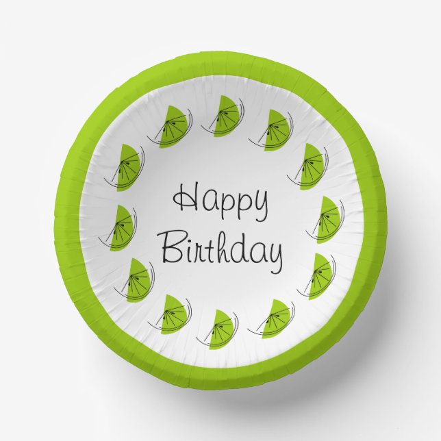 Bols En Carton Cercle Citrus Lime Joyeux anniversaire (Recto)