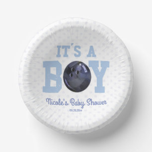 Bols En Carton C'est un garçon ! Baby shower Blue Bowling